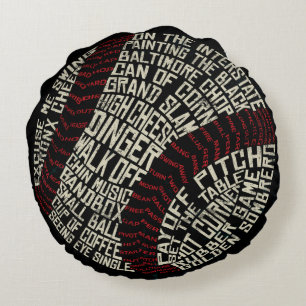 Baseball Jargon Slang Typografy Round Pillow Rundes Kissen