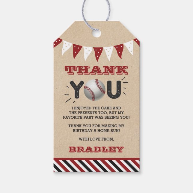 Baseball, jedes Alter Geburtstag Geschenkanhänger (Vorderseite)