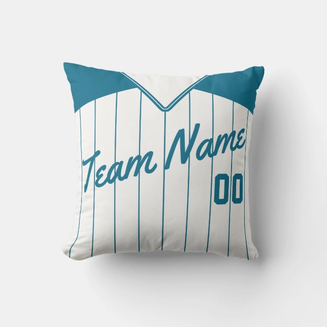 Baseball Jersey Custom Aquamarin Pinstripes Templa Kissen (Vorderseite)