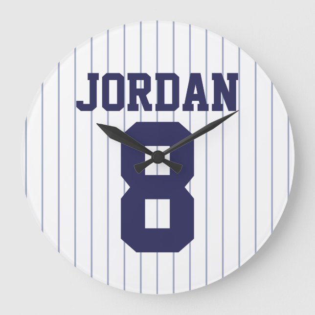 Baseball Jersey mit Individuelle Name und Nummer Große Wanduhr (Vorderseite)