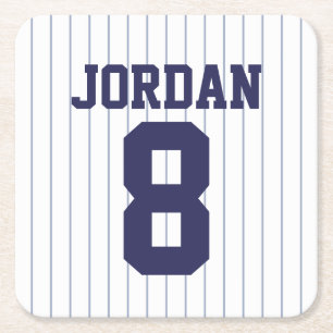 Baseball Jersey mit Individuelle Name und Nummer Rechteckiger Pappuntersetzer