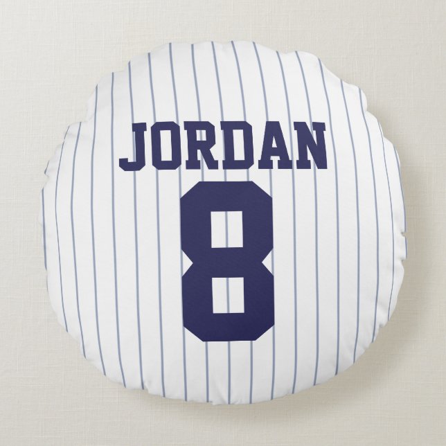 Baseball Jersey mit Individuelle Name und Nummer Rundes Kissen (Vorderseite)