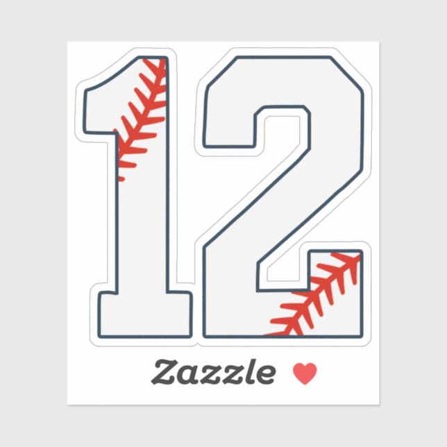 Baseball Jersey Number 12 Aufkleber (Blatt)