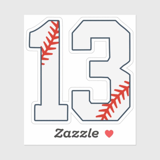 Baseball Jersey Number 13 Aufkleber (Blatt)