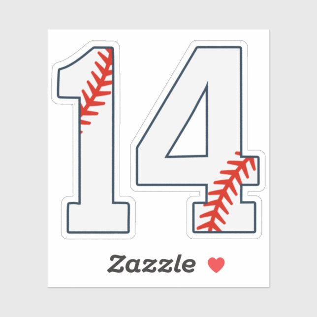 Baseball Jersey Number 14 Aufkleber (Blatt)