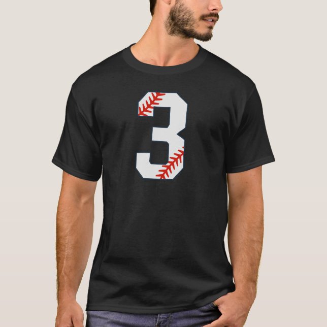 Baseball Jersey Number 3 T-Shirt (Vorderseite)