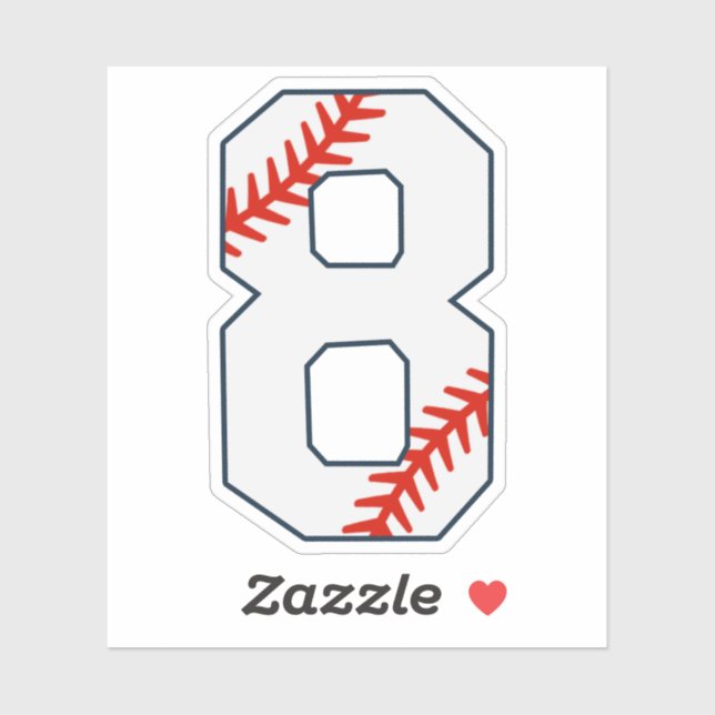 Baseball Jersey Number 8 Aufkleber (Blatt)