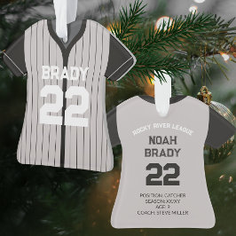 Baseball Jersey Player Stats Black Gray Keepake Ornament