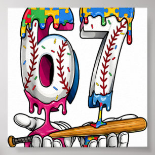 Baseball Junge Puzzle Eiscreme Tropf Baseball Auti Poster
