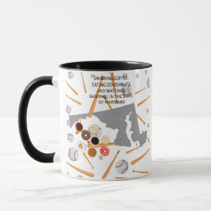 Baseball, Kaffee und Donuts in Maryland Tasse