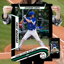 Baseball Keepsakes in lebendig grüner schwarzer Br Poster