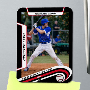 Baseball Keepsakes Lebhaft rotes schwarzes Angewoh Magnet