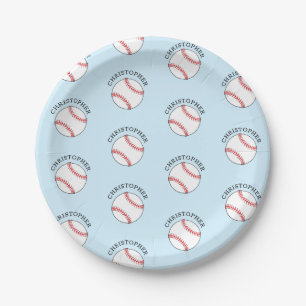 Baseball Kids Party Modernes Namensmuster Pappteller