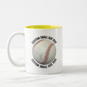 Baseball & Kleiner Text GELB 325g Individuell Zweifarbige Tasse