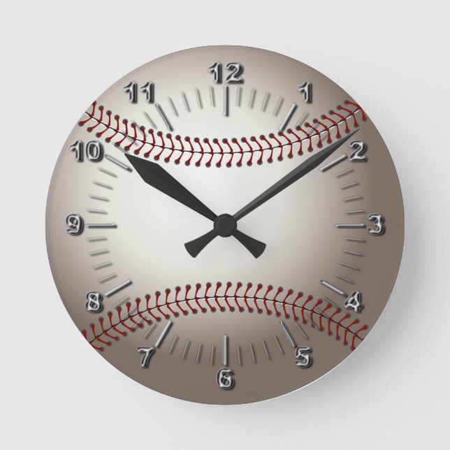 Baseball (Kugel) Runde Wanduhr (Vorderseite)
