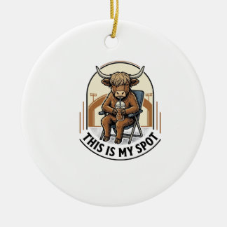 Baseball-Kuh-Shirt mit eisgekühltem Kaffee-Maskott Keramik Ornament