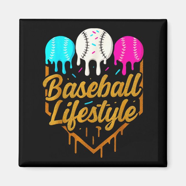 Baseball-Lebensstil, Baseball-Drip-Eiscreme Magnet (Vorne)