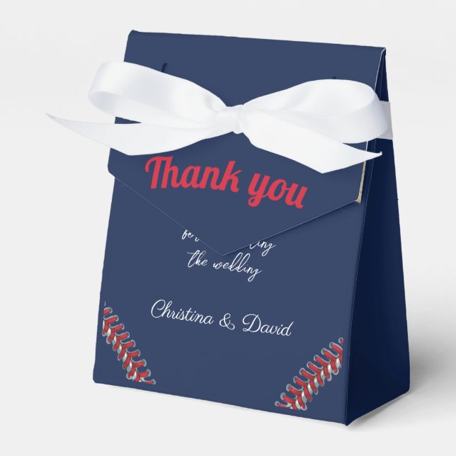 Baseball Liebe Dark Navy Sporthochzeit Geschenkschachtel (Vorderseite)