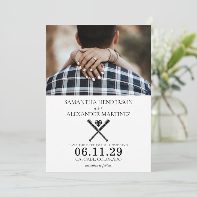 Baseball-Liebe Save The Date (Stehend Vorderseite)