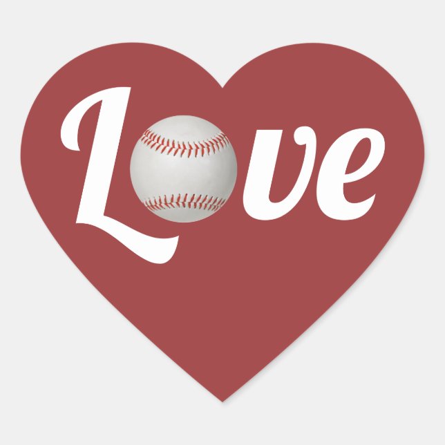 Baseball Liebe Sportthema Gastgeschenk Hochzeit Da Herz-Aufkleber (Vorderseite)