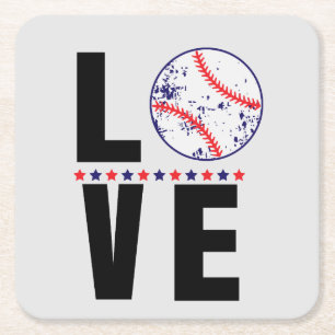 Baseball-Liebe Typografie Rechteckiger Pappuntersetzer