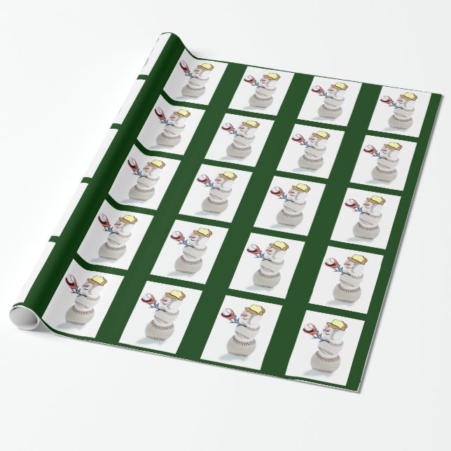 Baseball liebt Weihnachten Geschenkpapier (Ungerollt)