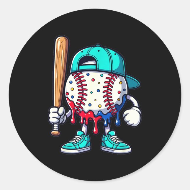 Baseball Lifestyle 101 Apparel Youth Drip Baseball Runder Aufkleber (Vorderseite)