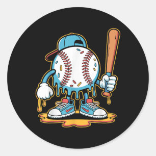 Baseball Lifestyle 101 T-Shirt Jugend Baseball Tro Runder Aufkleber