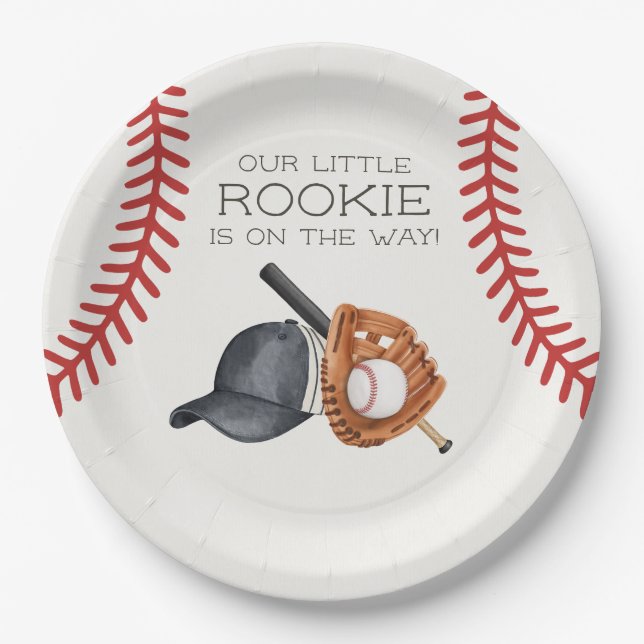 Baseball Little Rookie Zuhause Run Baby Shower Pappteller (Vorderseite)
