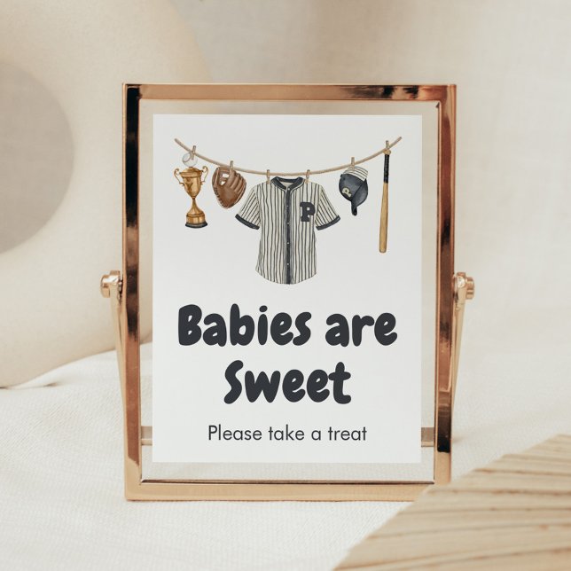 Baseball Little Slugger Babys sind süß Poster (Baseball Little Slugger Clothesline Baby Shower Babies are Sweet Sign
)