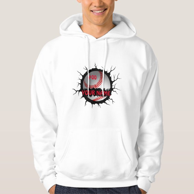 Baseball-Logo, Baseball-Individuelle Name, Basebal Hoodie (Vorderseite)