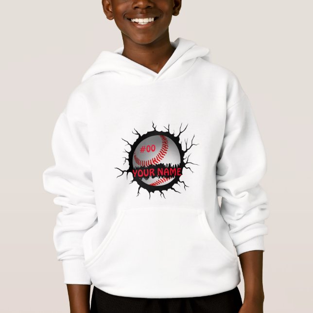 Baseball-Logo, Baseball-Individuelle Name, Basebal Hoodie (Vorderseite)