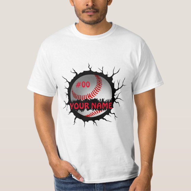 Baseball-Logo, Baseball-Individuelle Name, Basebal T-Shirt (Vorderseite)