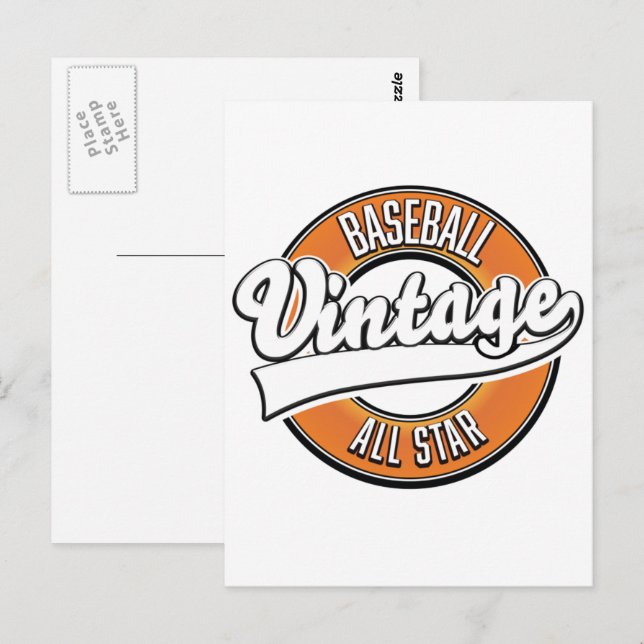 Baseball-Logo im Vintagen Stil. Postkarte (Vorne/Hinten)