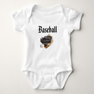 Baseball-Logo und -Handschuhe, Baby Strampler