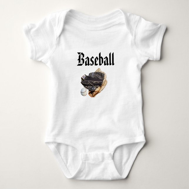 Baseball-Logo und -Handschuhe, Baby Strampler (Vorderseite)