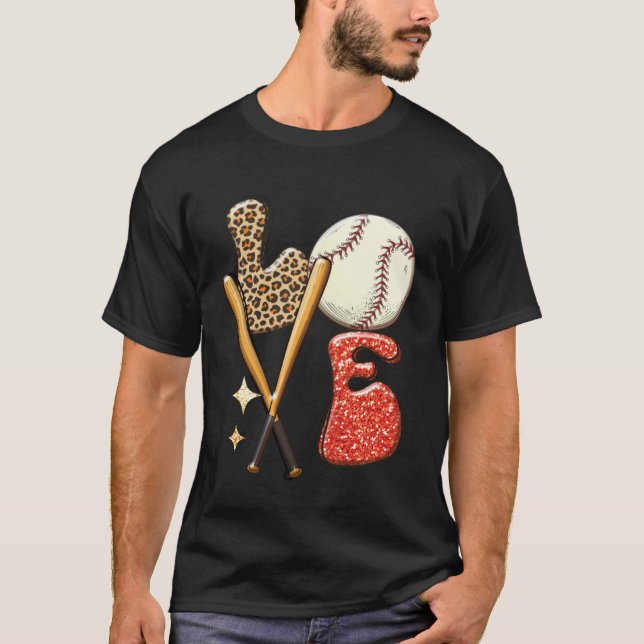 Baseball LOVE Baller Mom Leopard Print Softball Ga T-Shirt (Vorderseite)