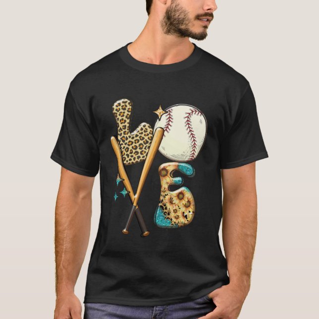 Baseball LOVE Baller Mom Leopard Print Softball Ga T-Shirt (Vorderseite)