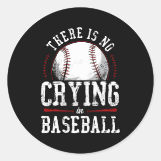 Baseball-Lüfter im Baseball gibt es kein Weinen Runder Aufkleber