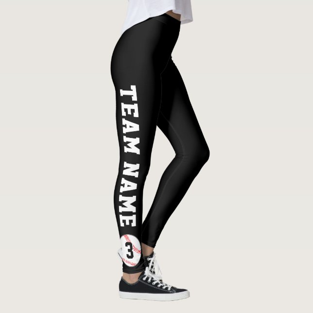Baseball-Lüfter - Teamname und Spielernummer Leggings (Rechts)