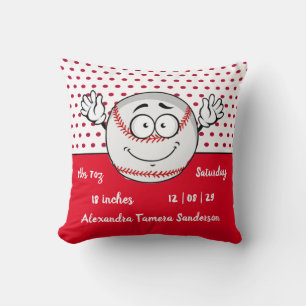 Baseball lustige Gesichtshäufigkeit Red White Kissen