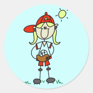 Baseball Mädchen Mit Handschuh T-Shirts und Gesche Runder Aufkleber