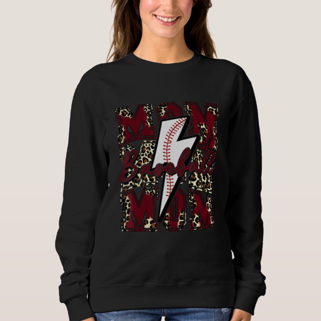 Baseball-Mama-Baseball-Blitz-Leopard-Maroon Sweatshirt (Vorderseite)