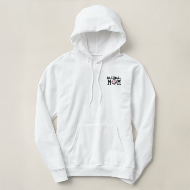 Baseball-Mama Bestickter Hoodie (Design vorne)