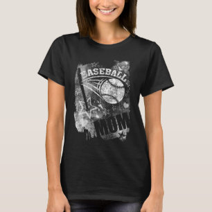 Baseball-Mama, Black Grunge Baseball T-Shirt