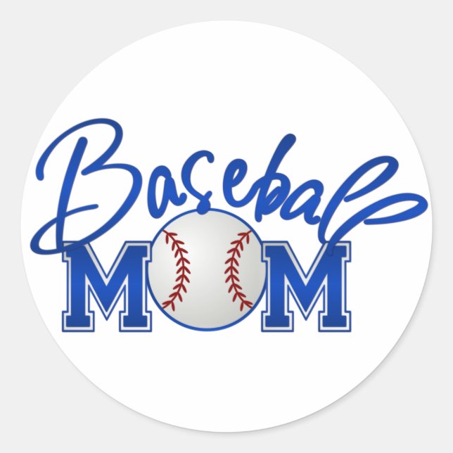 Baseball-MAMA blau Runder Aufkleber (Vorderseite)