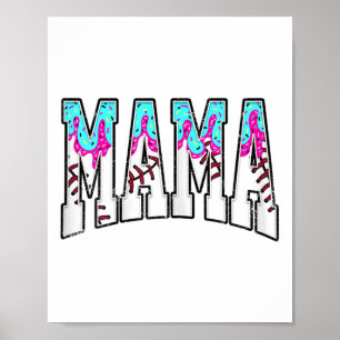 Baseball Mama Coquette Bow Game Day Baseball Mama Poster