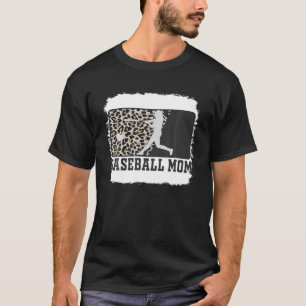 Baseball Mama Funny Mama Leopard gebleicht T-Shirt