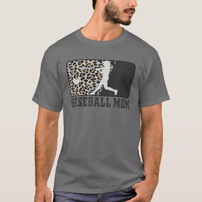 Baseball Mama Funny Mama Leopard T-Shirt (Vorderseite)