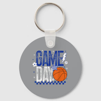 Baseball-Mama Game Day Tipoff Saison Retro Blau Schlüsselanhänger
